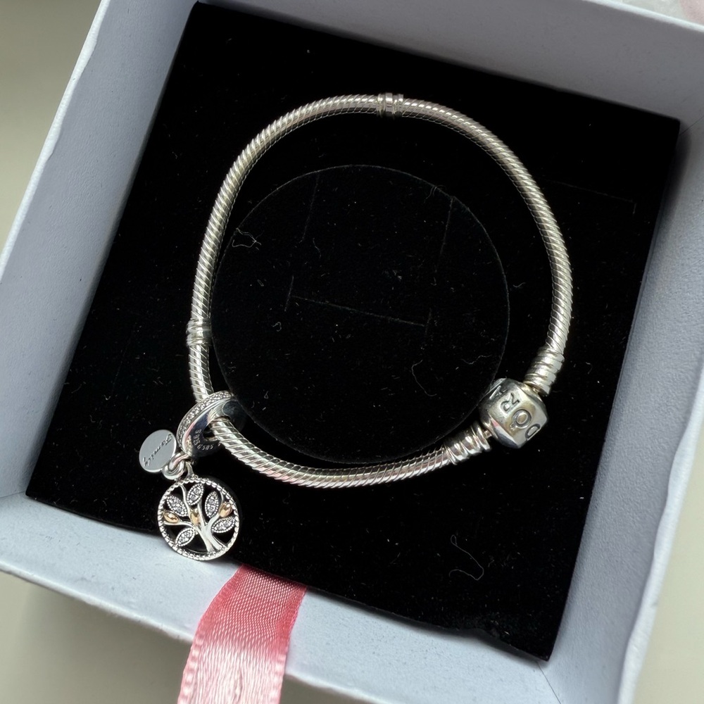 NEW_PANDORA Silver Tree of Life (Family) Charm Bracelet